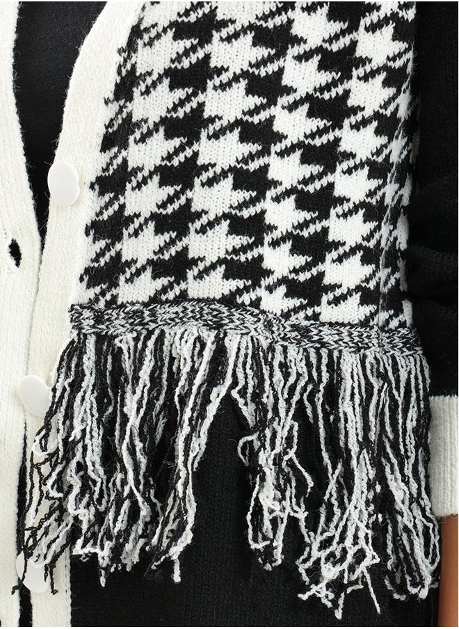 Clue Houndstooth Pattern Cardigan  - Image 3