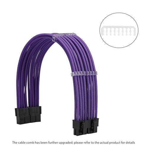 Formulamod Sleeve Extension Power Supply Cable Kit 18AWG ATX 24P+ EPS 8-P+PCI-E8-P with Combs for PSU to Motherboard/GPU (Purple) - Image 2