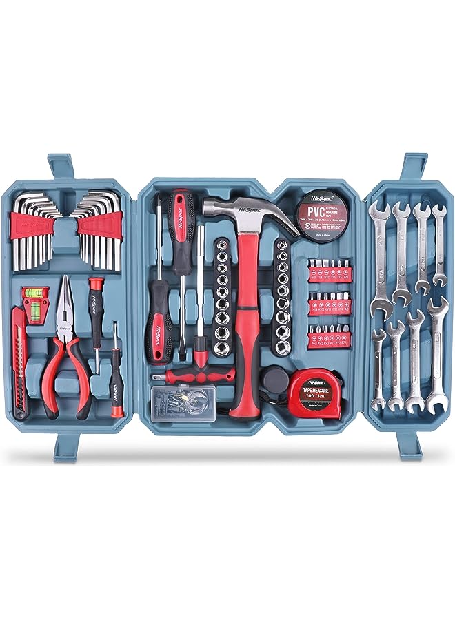 Hi-Spec 73 Piece Home & Garage Multi Tool Kit Set. Practical Hand Tools for DIY Repair & Maintenance in the Home, Garage and Workshop. All In a Swing-Door Carry Case - Image 1