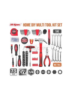 Hi-Spec 73 Piece Home & Garage Multi Tool Kit Set. Practical Hand Tools for DIY Repair & Maintenance in the Home, Garage and Workshop. All In a Swing-Door Carry Case  - Image 3