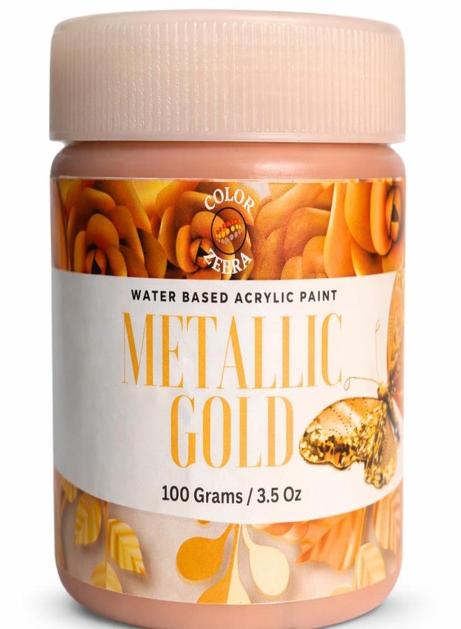 Color Zebra Acrylic Gold Metallic Paint - 100g (Pack of 1) | Metallic Paint for Wall Trim, Furniture, Crafts | Non Toxic Acrylic Metallic Paint for Professional Artists, Hobby Painters & Kids - Image 1
