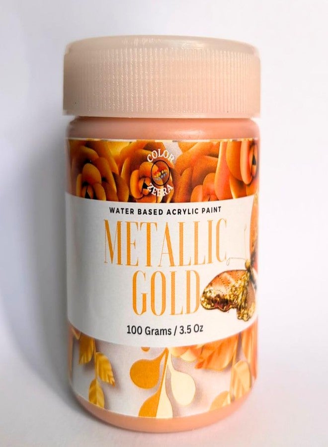 Color Zebra Acrylic Gold Metallic Paint - 100g (Pack of 1) | Metallic Paint for Wall Trim, Furniture, Crafts | Non Toxic Acrylic Metallic Paint for Professional Artists, Hobby Painters & Kids - Image 2