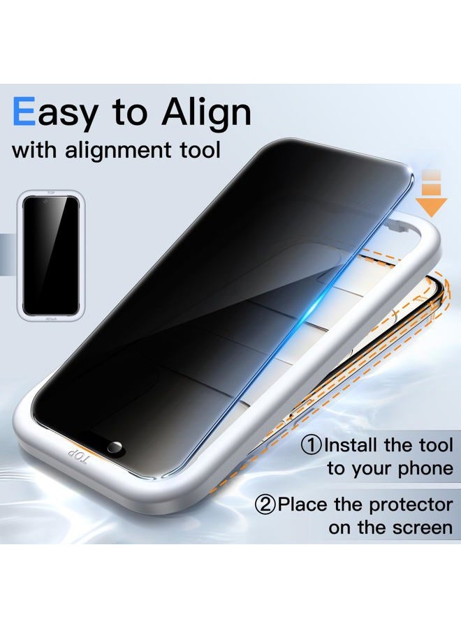 Jetech Privacy Screen Protector for iPhone Air, Anti-Spy Tempered Glass Film with Easy Installation Tool, 6.5-Inch Display, 2-Pack - Image 4