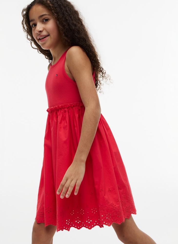 TOMMY HILFIGER Broderie Anglaise Sleeveless Dress - Image 3