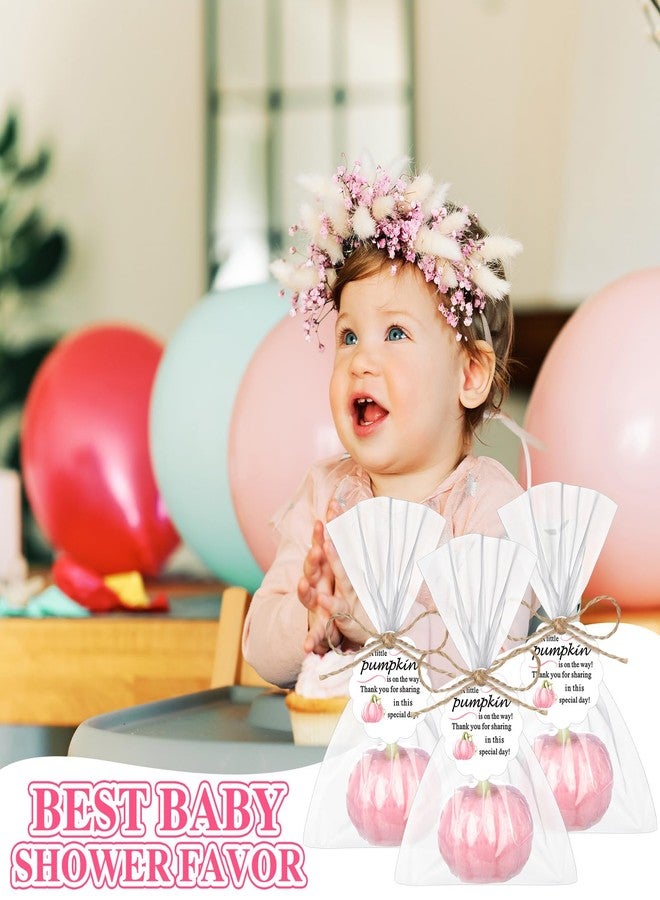 Demissle 20 Fall Pumpkin Baby Shower Favors Thanksgiving Bridal Shower Soap Favors Mini Pumpkin Soap Thanks Card Gift Bag with String for Guest Wedding Autumn Party Decor Gifts (Pink) - Image 5
