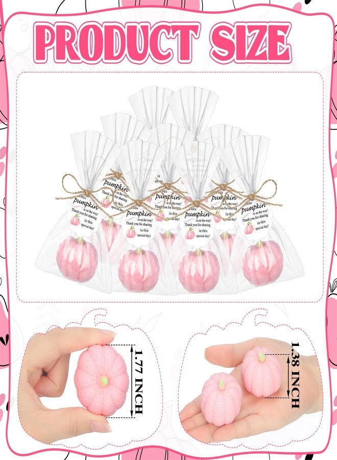 Demissle 20 Fall Pumpkin Baby Shower Favors Thanksgiving Bridal Shower Soap Favors Mini Pumpkin Soap Thanks Card Gift Bag with String for Guest Wedding Autumn Party Decor Gifts (Pink) - Image 2