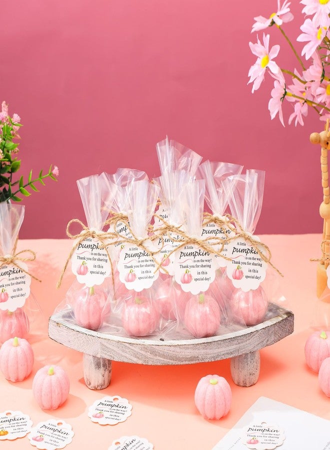 Demissle 20 Fall Pumpkin Baby Shower Favors Thanksgiving Bridal Shower Soap Favors Mini Pumpkin Soap Thanks Card Gift Bag with String for Guest Wedding Autumn Party Decor Gifts (Pink) - Image 4