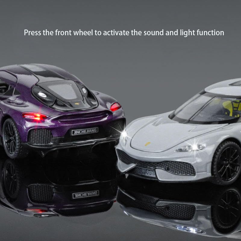 FEXXA 1:32 Scale Koenigsegg Gemera Die-Cast Metal Car with Sport car Openable Doors Light and Sound,Pull Back Function Indoor Outdoor Toy for Kids (Black) - Image 4