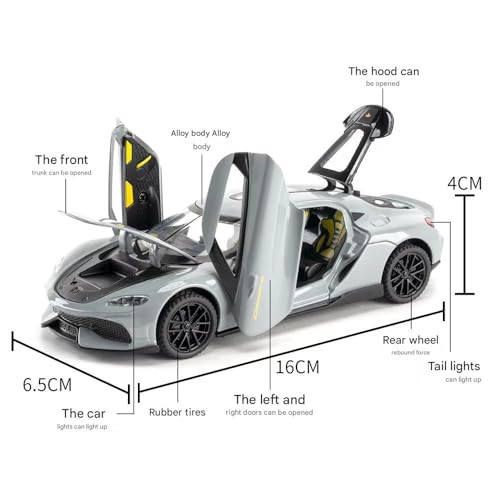 FEXXA 1:32 Scale Koenigsegg Gemera Die-Cast Metal Car with Sport car Openable Doors Light and Sound,Pull Back Function Indoor Outdoor Toy for Kids (Black) - Image 2