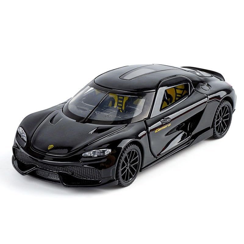 FEXXA 1:32 Scale Koenigsegg Gemera Die-Cast Metal Car with Sport car Openable Doors Light and Sound,Pull Back Function Indoor Outdoor Toy for Kids (Black) - Image 1