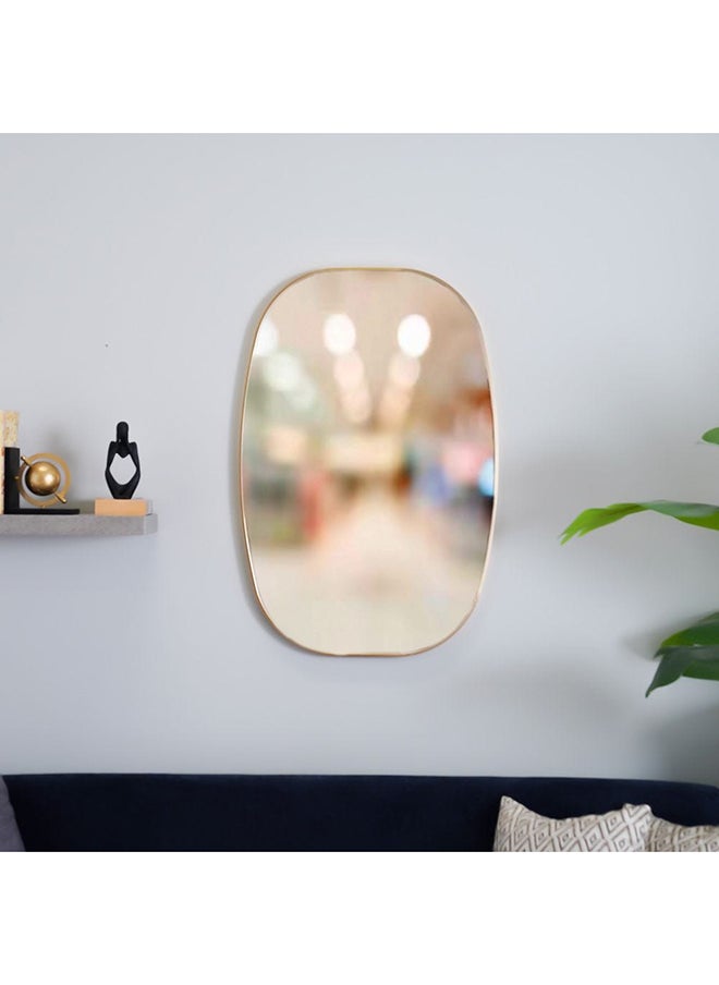 DANUBE HOME Petite Squared Oval Frame Mirror | Modern Wall Mounted Mirror Decorations For Vanity, Living Room, Bedroom And Bathroom 60X90X2.8 CM - Brushed Gold  - Image 1