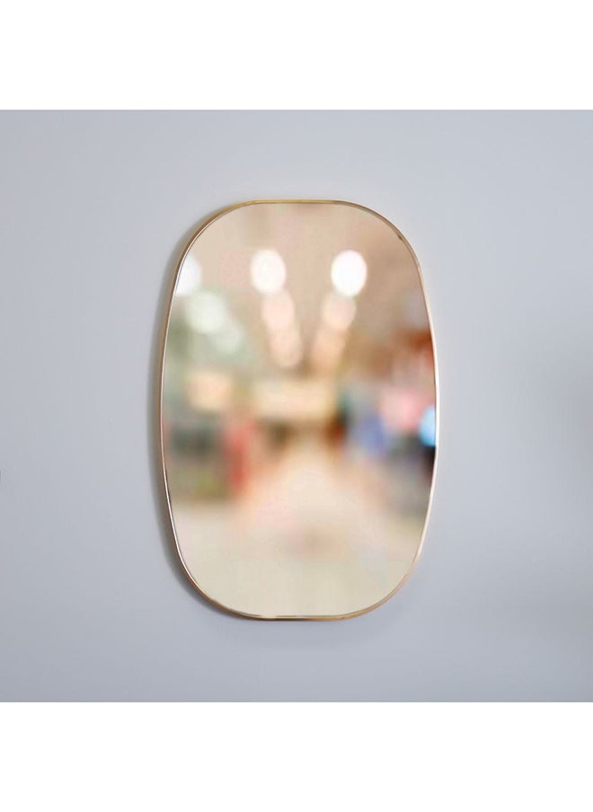 DANUBE HOME Petite Squared Oval Frame Mirror | Modern Wall Mounted Mirror Decorations For Vanity, Living Room, Bedroom And Bathroom 60X90X2.8 CM - Brushed Gold  - Image 2