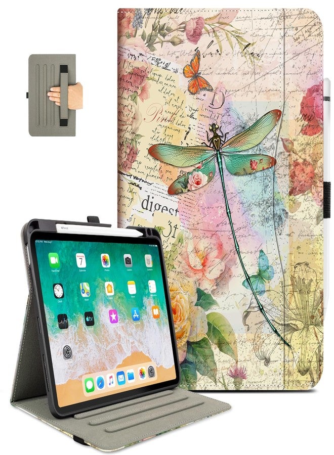 Vimorco Leather Case for iPad Air 4th/5th 10.9, for iPad Air 11 6th M2, for iPad Pro 11 inch 4th/3rd/2nd/1st Generation, Pencil Holder&Handle&Pocket, Multiple Stand Protector,Auto Wake/Sleep,Dragonfly - Image 1