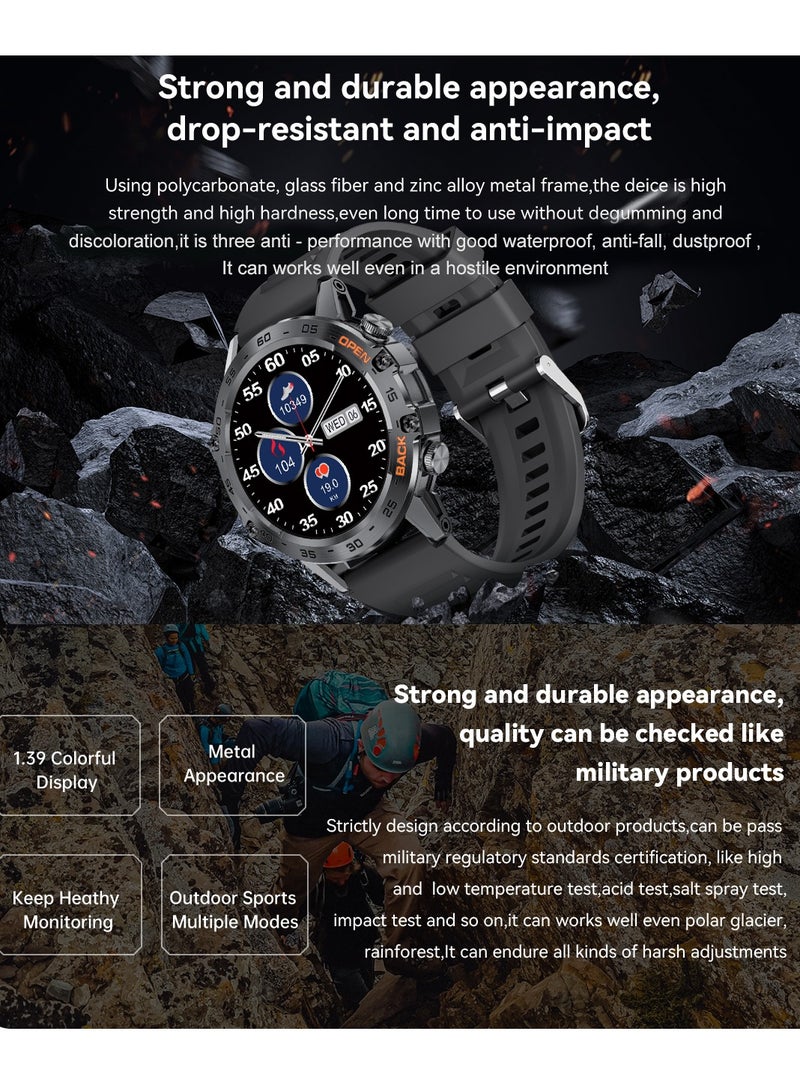 LIGE Smart Watch Men Waterproof AMOLED Screen Bluetooth Call Fitness Sports Smartwatch Health Monitoring Black  - Image 3