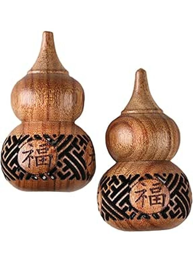 Natural Wood Carved Gourd Sculpture Beads Container For Home Office Decor Fragrance Diffusion - Image 1