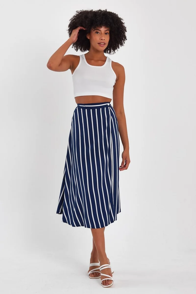 الكسندر جاردي Striped Patterned Loincloth Long Skirt B23-0023