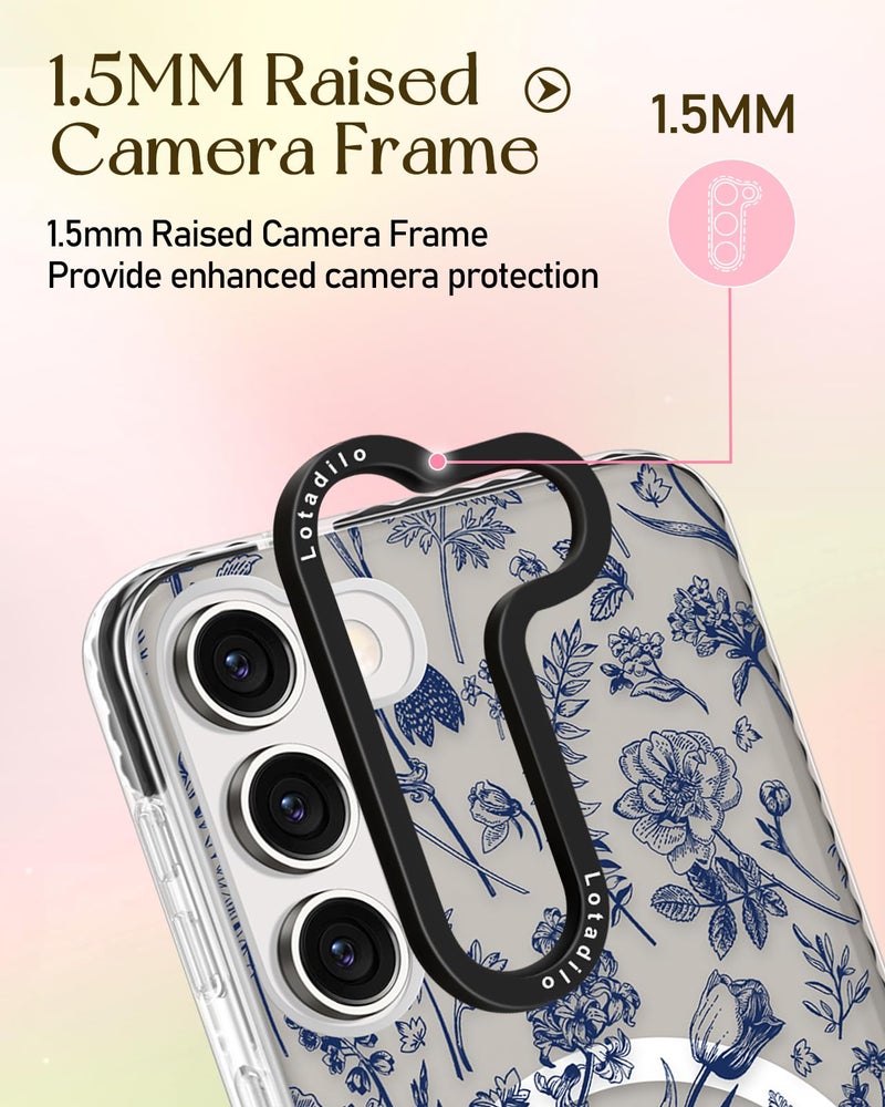 Lotadilo for Samsung Galaxy S23 Plus Case for Women - Girls Cute Design Compatible with Magsafe Magnetic Ring Holder Stand Line Flower Phone Covers Aesthetic Girly TPU Funda for S23 Plus - Image 3