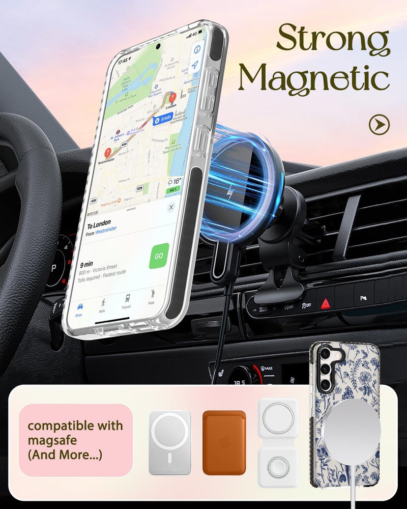 Lotadilo for Samsung Galaxy S23 Plus Case for Women - Girls Cute Design Compatible with Magsafe Magnetic Ring Holder Stand Line Flower Phone Covers Aesthetic Girly TPU Funda for S23 Plus - Image 5