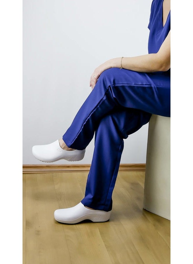 Sticky Nursing Shoes Women - Chefs - Kitchen - Nurses - Clogs for Work - Waterproof Non Slip, White, 9.5 - Image 3