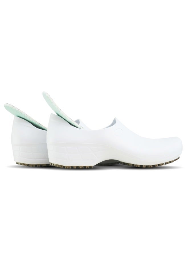 Sticky Nursing Shoes Women - Chefs - Kitchen - Nurses - Clogs for Work - Waterproof Non Slip, White, 9.5 - Image 5