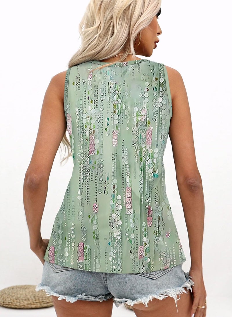 Disamer Tank Tops for Women 2026 Summer Casual Button Down Shirts Loose Fit V Neck Sleeveless Tshirt Blouse,Flower Droplet,Large - Image 5