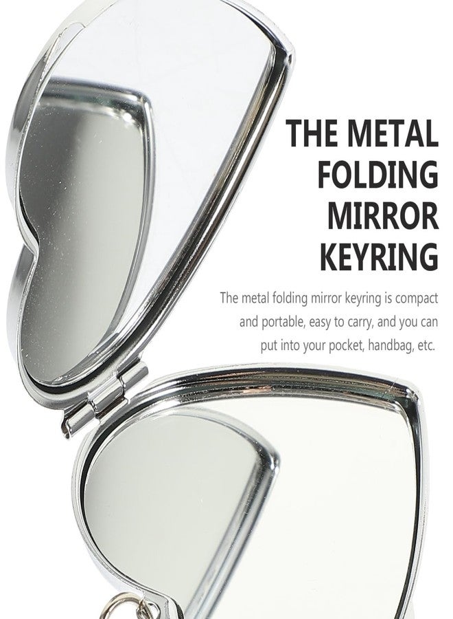 Balacoo 20 Pcs Sublimation Blank Pocket Makeup Mirrors: Folding Heart Shaped Mirror Keychain - Double Sided for Travel, Handbag, Purse - 1.77 × 1.38 Inch - Image 2