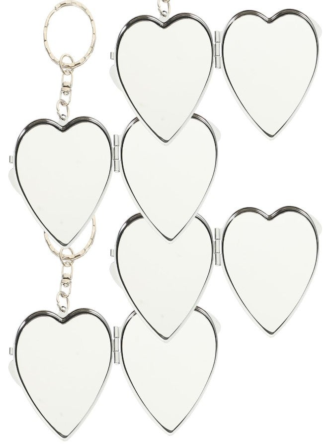 Balacoo 20 Pcs Sublimation Blank Pocket Makeup Mirrors: Folding Heart Shaped Mirror Keychain - Double Sided for Travel, Handbag, Purse - 1.77 × 1.38 Inch - Image 1