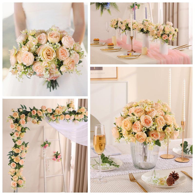 Luyue 8 Packs Peonies Artificial Flowers Vintage Faux Peony Bouquet Fake Flower for Vase Silk Floral Arrangements for Table Centerpiece Wedding Decoration Indoor Home Decor - Image 4
