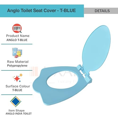 LUXART Toilet Seat Cover 19.5L x 16W Inc Indian Commode Oval Seat Cover With Round Edge | Non-Soft Close Commode Cover With Installation Kit | PP Western Toilet Cover For Bathroom, Commercial Use - Image 3