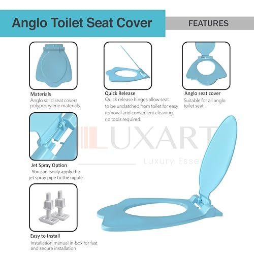 LUXART Toilet Seat Cover 19.5L x 16W Inc Indian Commode Oval Seat Cover With Round Edge | Non-Soft Close Commode Cover With Installation Kit | PP Western Toilet Cover For Bathroom, Commercial Use - Image 5