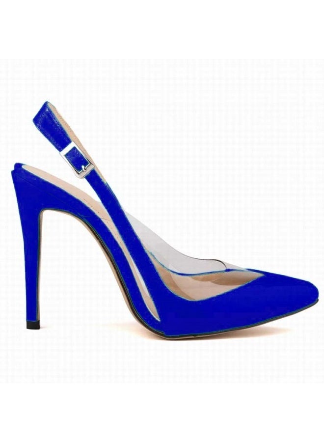 Loquat Versatile Comfortable Low-Vamp Pointed Toe Stiletto Heels Blue - Image 1