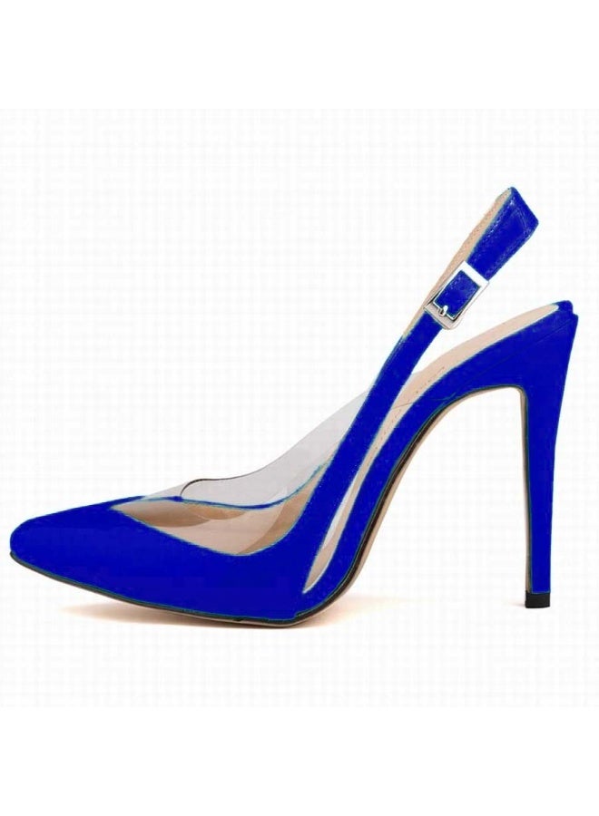 Loquat Versatile Comfortable Low-Vamp Pointed Toe Stiletto Heels Blue - Image 2