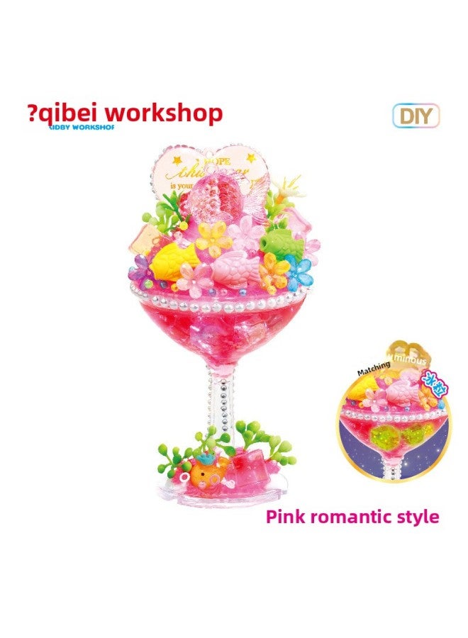 Qibei Workshop Ye Luoli Ice Princess Ice Star Cup Special Drink Cup Handmade Diy Ice Cream Cup Ice Cream Cup-Color:Ocean Luminous Cup-pink  - Image 1