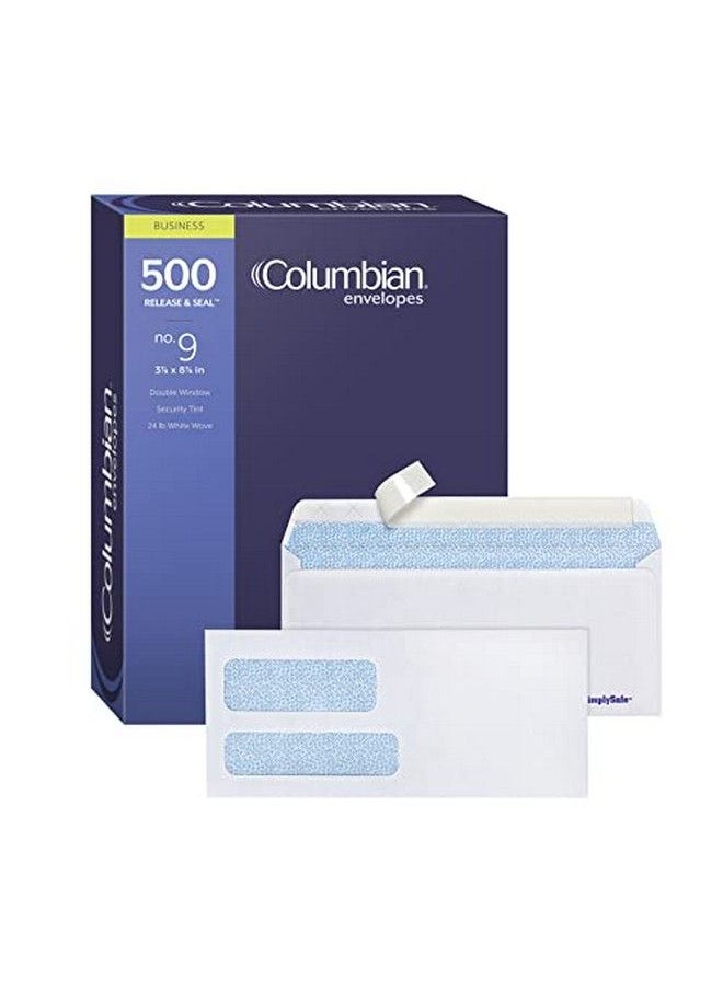 Columbian - 9 Doublewindow Security Envelopes Simplysafe Tamper Evident Pull Strip Peel And Seal For Invoices And Statements 37 8 X 87 8 Inches 500 Per Box (Colo166) White - Image 1