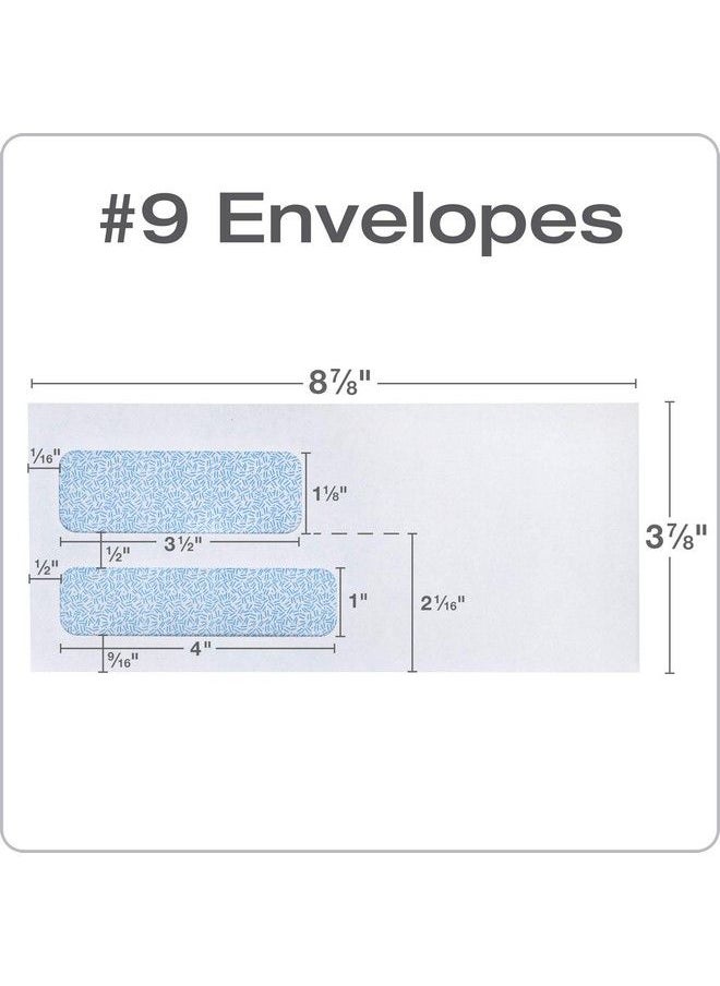 Columbian - 9 Doublewindow Security Envelopes Simplysafe Tamper Evident Pull Strip Peel And Seal For Invoices And Statements 37 8 X 87 8 Inches 500 Per Box (Colo166) White - Image 1