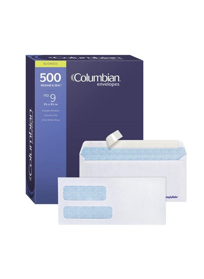 Columbian - 9 Doublewindow Security Envelopes Simplysafe Tamper Evident Pull Strip Peel And Seal For Invoices And Statements 37 8 X 87 8 Inches 500 Per Box (Colo166) White - Image 1