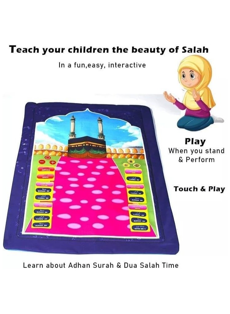 إي وورلد سجادة صلاة ذكية تفاعلية للأطفال - أداة تعليمية ممتعة بـ10 لغات ناطقة، هدية مميزة لرمضان والصلاة اليومية - Image 4