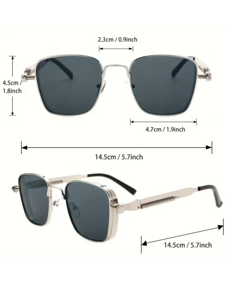 Retro Vintage Steampunk Sunglasses Unisex, Golden Square Metal Frame Fashion Eyewear,  UV400 Glasses for Men Women - Image 2