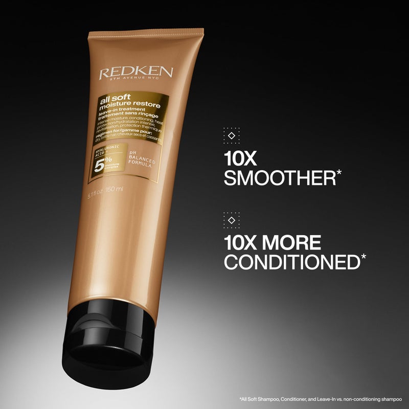 Redken All Soft Moisture Restore Leave-In Treatment | With Hyaluronic Acid and Argan Oil| Hair Treatment for Dry and Brittle Hair | Humidity and Heat Protection | Anti-Frizz | For Soft and Smooth Hair - Image 2