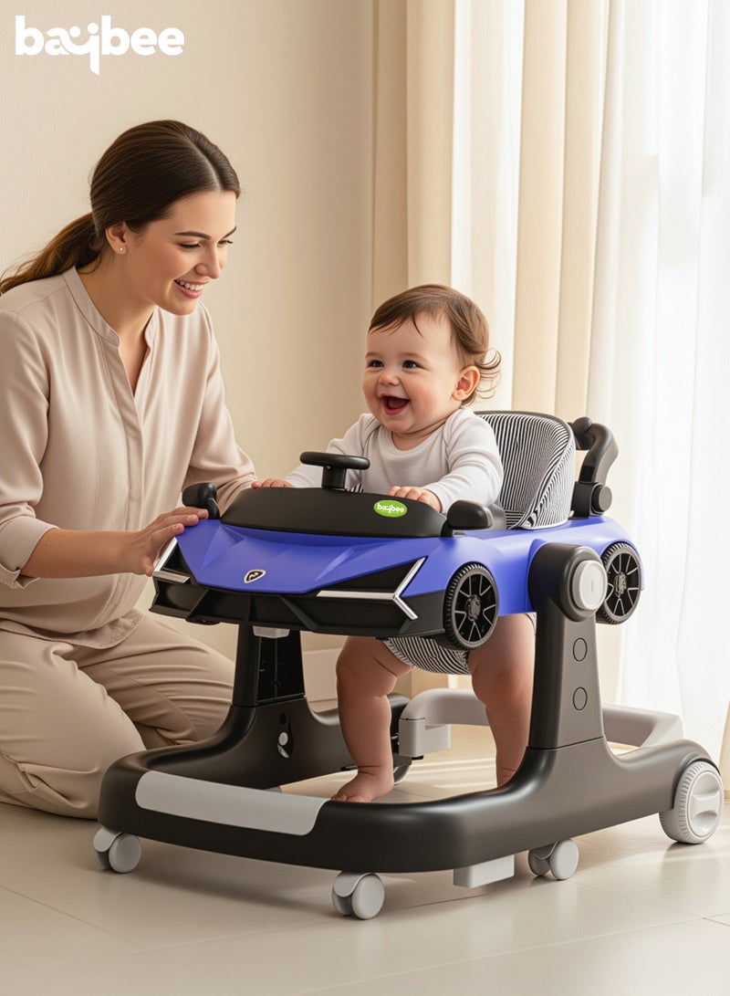 BAYBEE 2 IN 1 Baby Walker for Kids with 2 Position Adjustable Height | Push Walker for Baby with Wheel Lock, Musical Bar, Push Handle Toddler Activity Walker | Kids Walker for Baby Boys Girls 6 to 24 Months (Purple) - Image 2