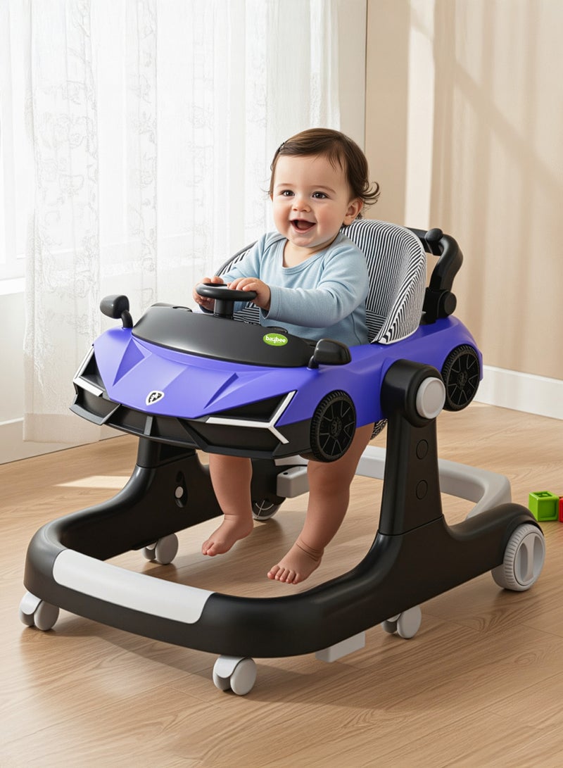 BAYBEE 2 IN 1 Baby Walker for Kids with 2 Position Adjustable Height | Push Walker for Baby with Wheel Lock, Musical Bar, Push Handle Toddler Activity Walker | Kids Walker for Baby Boys Girls 6 to 24 Months (Purple) - Image 1