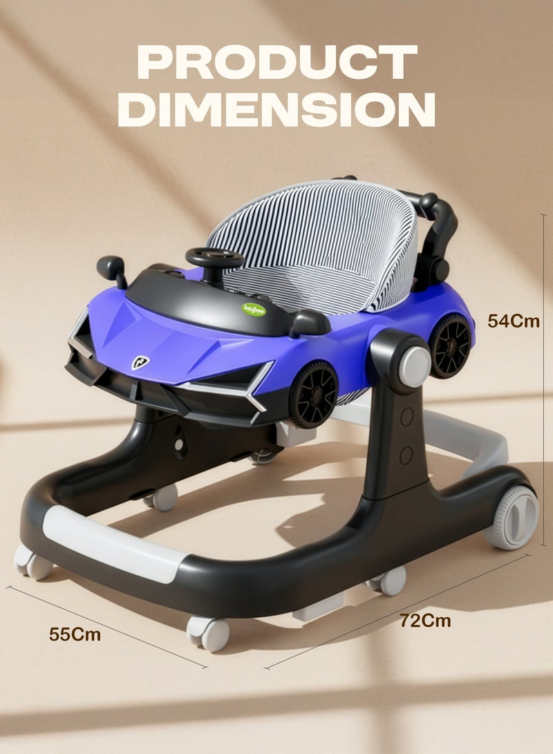 BAYBEE 2 IN 1 Baby Walker for Kids with 2 Position Adjustable Height | Push Walker for Baby with Wheel Lock, Musical Bar, Push Handle Toddler Activity Walker | Kids Walker for Baby Boys Girls 6 to 24 Months (Purple) - Image 3