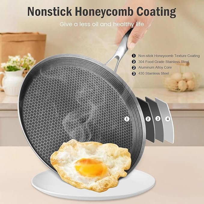 black sparrow Non-Stick Home Double Sided Honeycomb Pancake | Omelet Pan |Multi-Functional Steak Wok Pan | Gift Cookware/Dishwasher Safe/Gas Stoves | Non-Stick Cookware Kitchen Cooking Pot. - Image 5