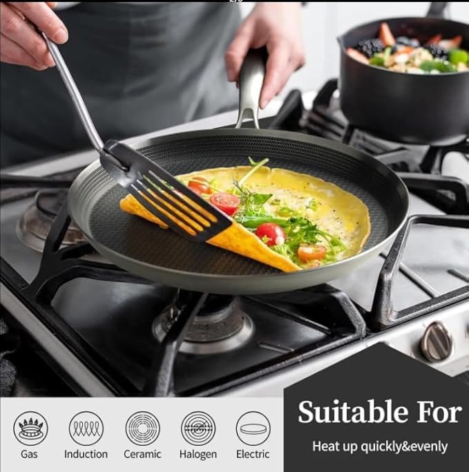 black sparrow Non-Stick Home Double Sided Honeycomb Pancake | Omelet Pan |Multi-Functional Steak Wok Pan | Gift Cookware/Dishwasher Safe/Gas Stoves | Non-Stick Cookware Kitchen Cooking Pot. - Image 4