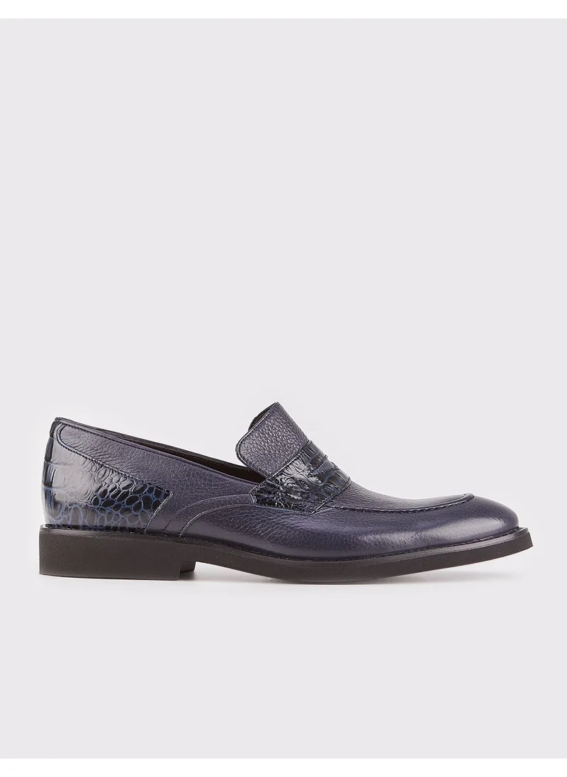 Cabani Leather Navy Blue Men's Classic Shoes