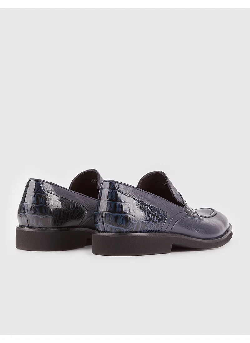 Cabani Leather Navy Blue Men's Classic Shoes