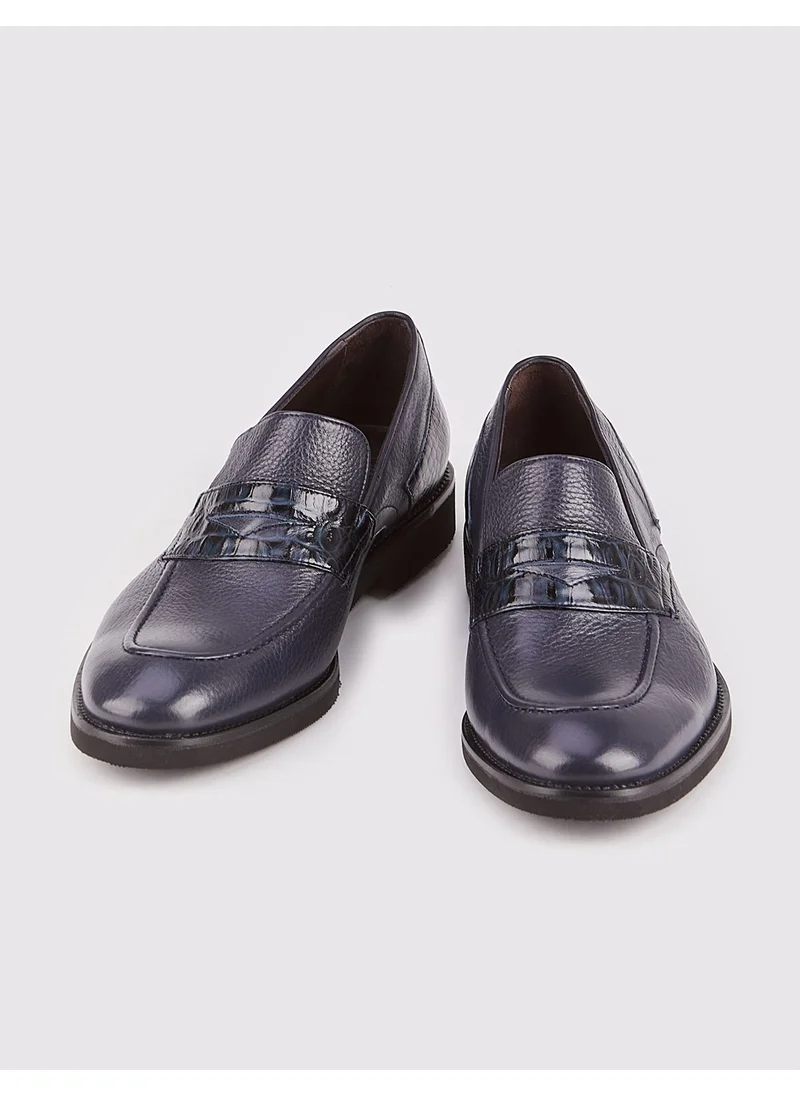 Cabani Leather Navy Blue Men's Classic Shoes