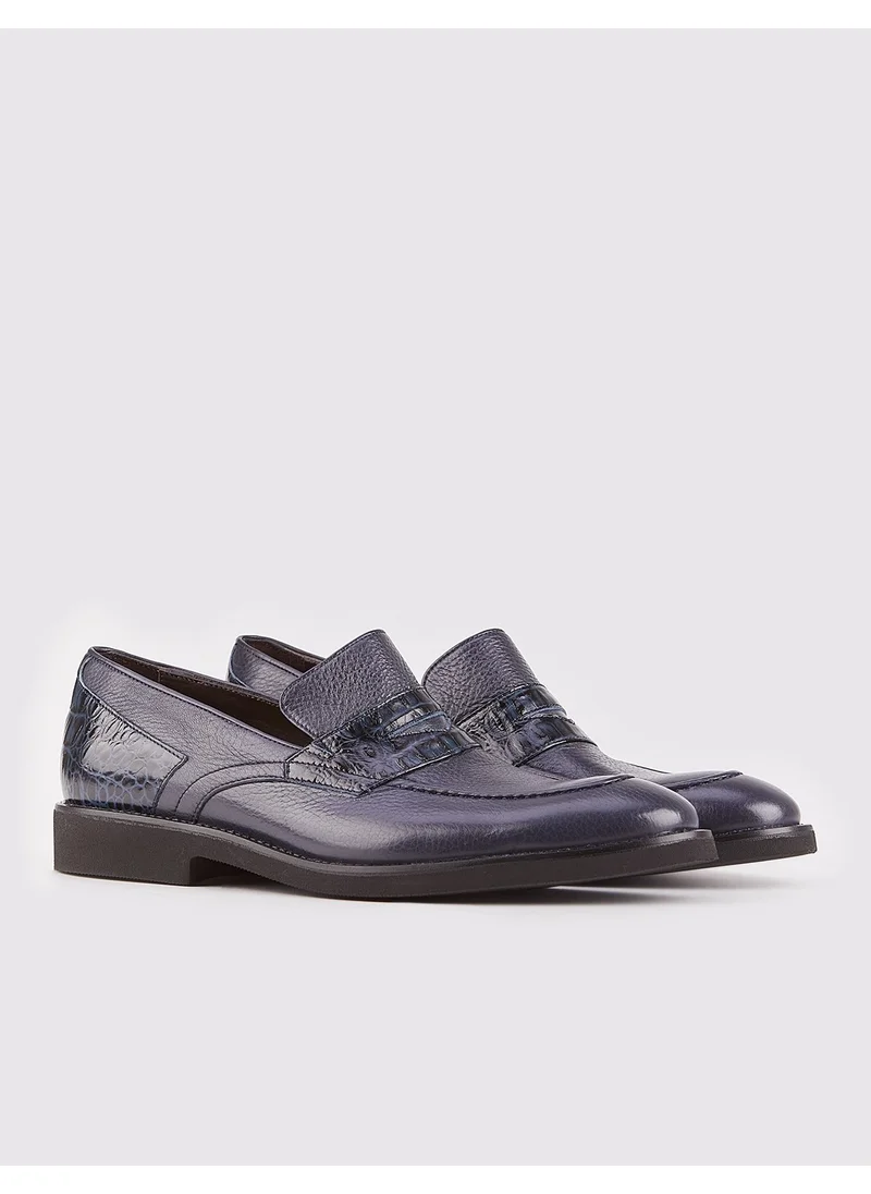 كاباني Leather Navy Blue Men's Classic Shoes