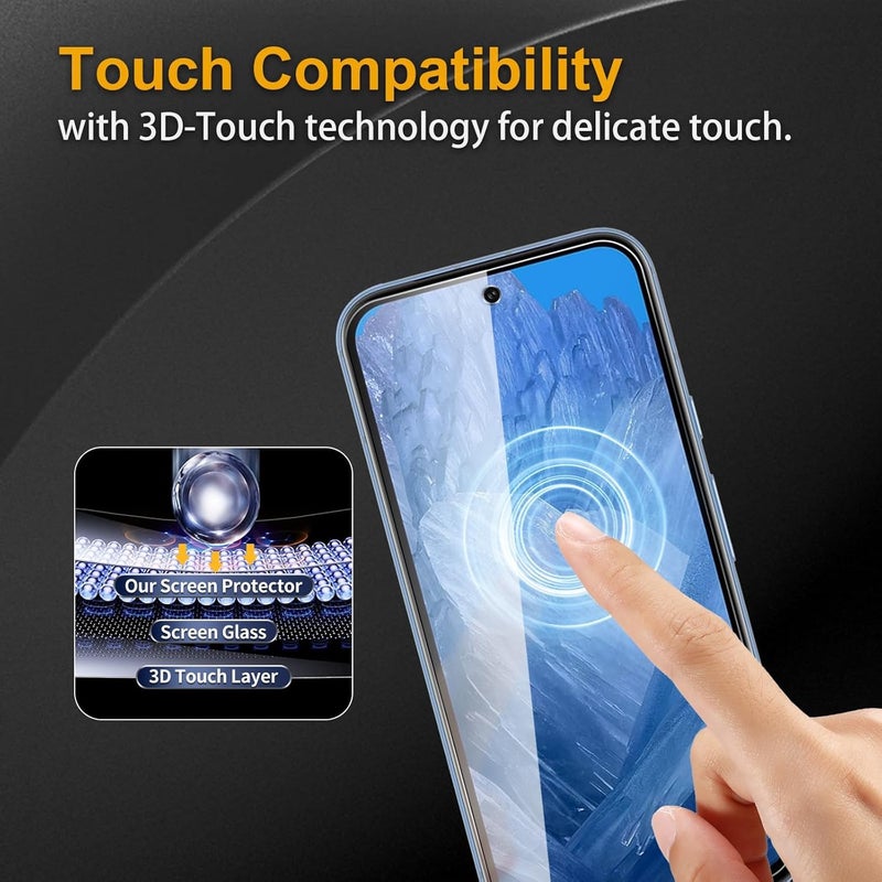 KLJP Advanced Military-Grade Gorilla Tempered Glass Screen Protector For Google Pixel 8A With Installation Kit | Edge-To-Edge Protector Coverage | Black - Image 2