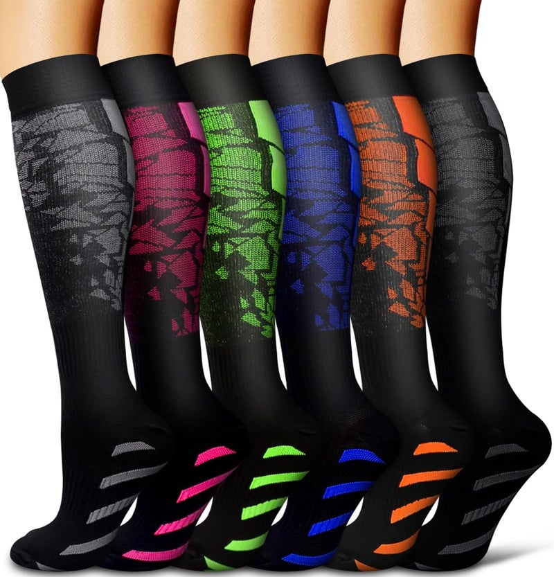 COOLOVER Copper Compression Socks for Women and Men(6 Pairs)-Best Support for Running, Athletic, Nursing, Travel - Image 1